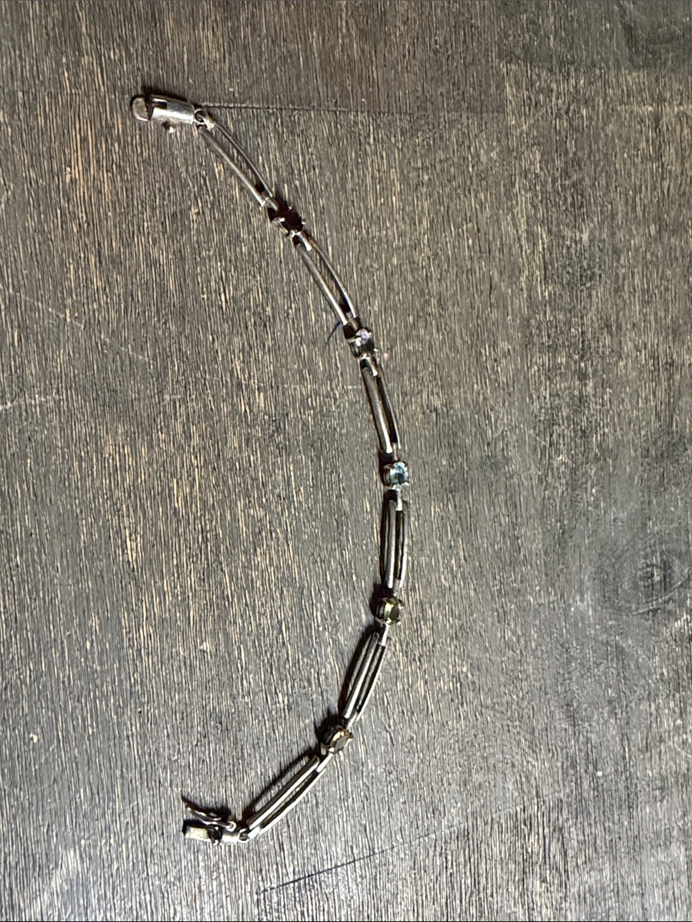 Sterling Silver Link Bracelet with multicolor accents